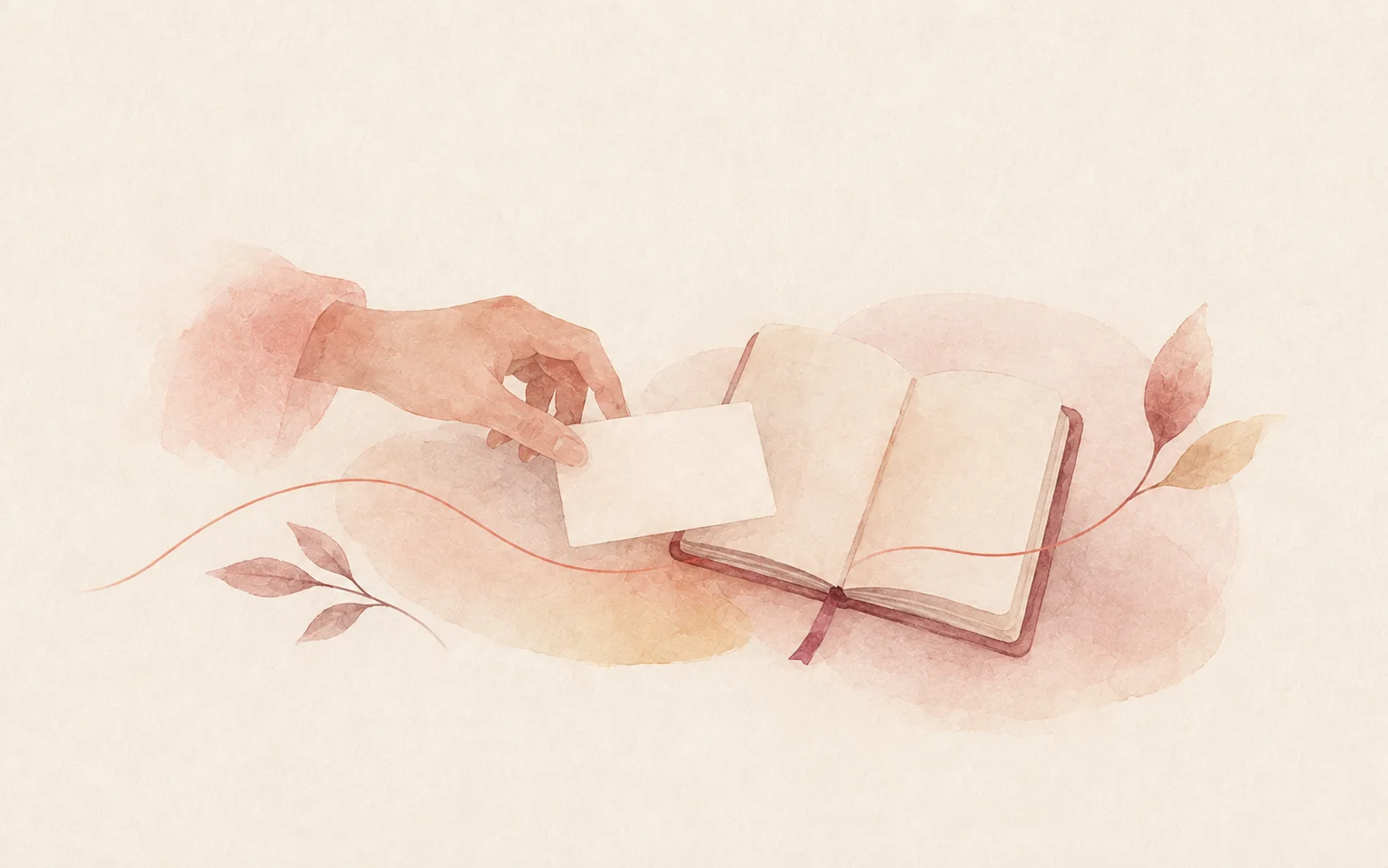 Carnet et main peints à l’aquarelle